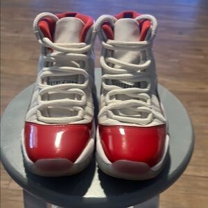 Jordan Red and White High-Top Sneakers